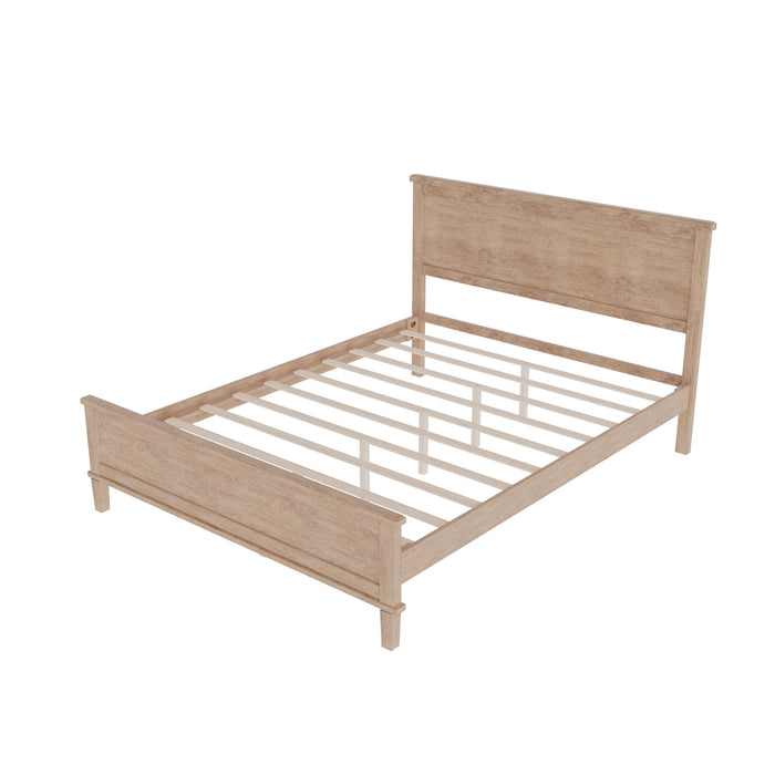 Mid-Century Platform Bed With Headboard And Slat Support, No Box Spring Needed