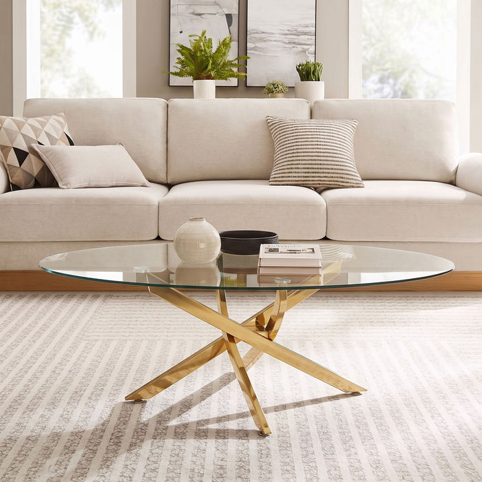 Oval Coffee Table For Living Room - Gold