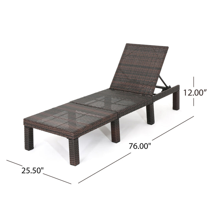 Outdoor Chaise Lounge With Wicker Design And Adjustable Backrest - Brown