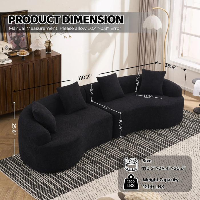4 Seater Sofa With Chenille Fabric, 30D, 60 Hardness Full Sponge, 4 Pillow For Living Room, Home Furniture Sleeper Sectional Sofa For Apartment