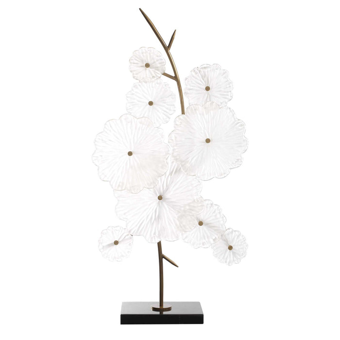 Glass - Garden Table Sculpture - Gold / White