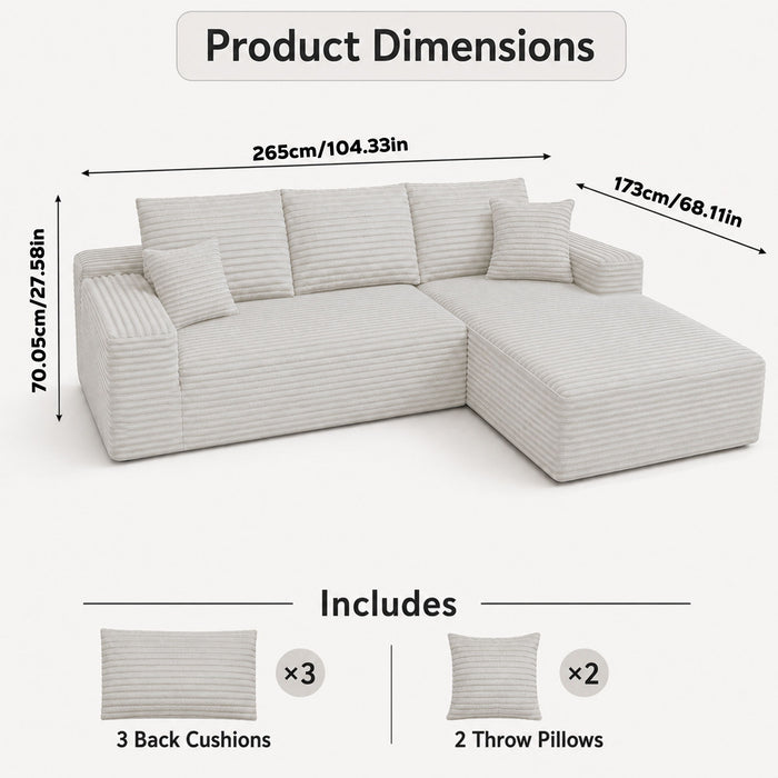 Modern L-Shaped Sectional Sofa With Left Facing Chaise