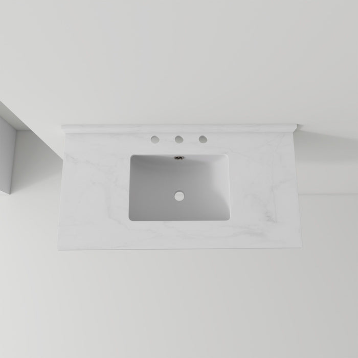Basin Sink, Triple Faucet Holes, 2" Thick Rim, Sink Only