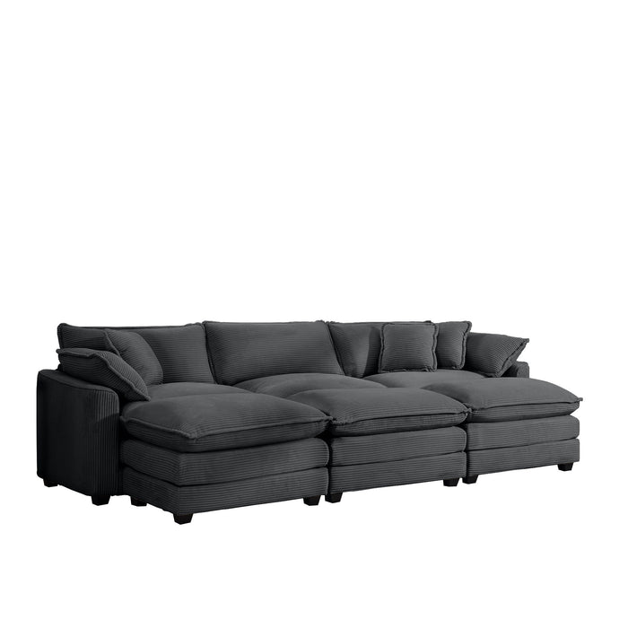 Modern Oversized Modular Cushion Sofa With Ottoman, Low Back, Deep Seating Sofa Set