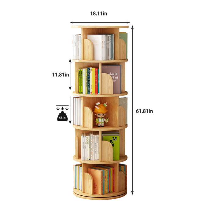 5 Tier Rotating Bookshelf, Spinning Design