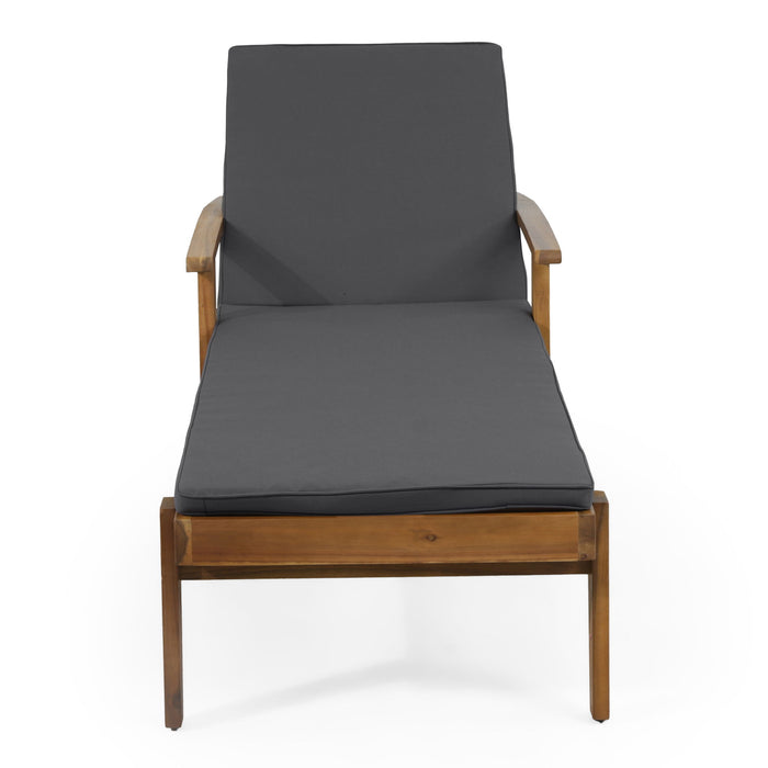 Jason - Black Chaise Lounge Adjustable Acacia Wood Outdoor Furniture