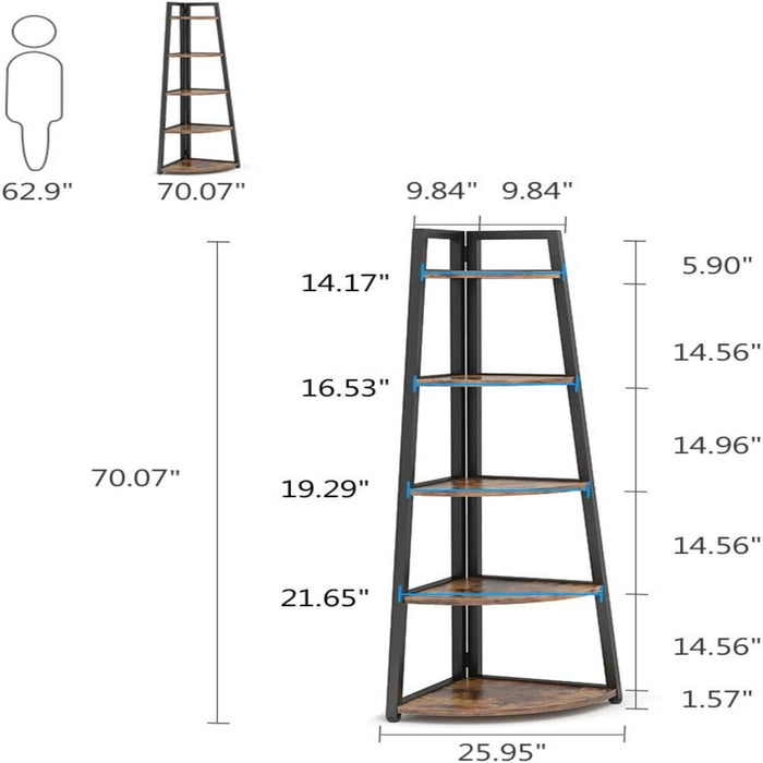 Tall 5 Tier Corner Bookshelf For Living Room