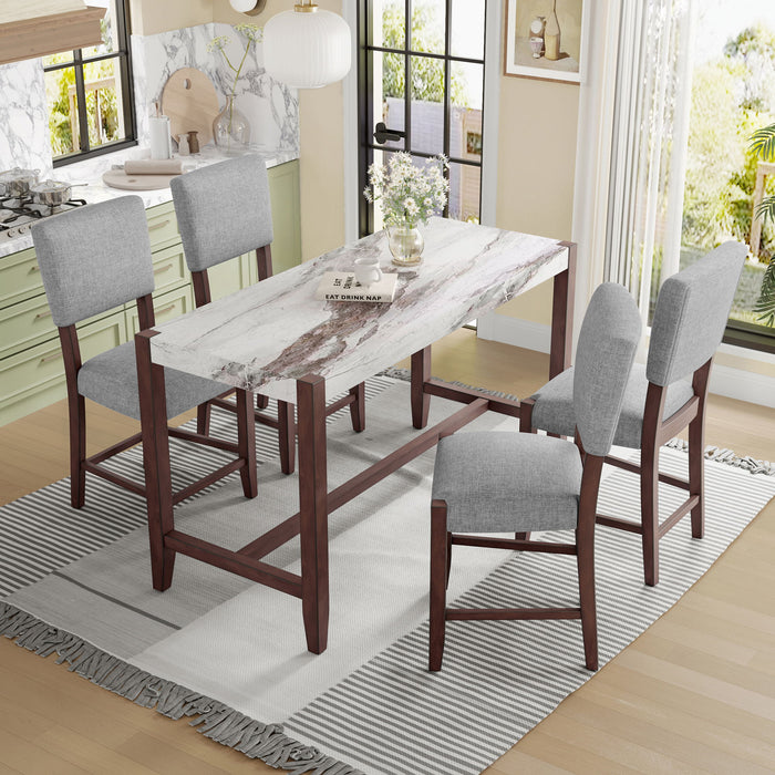 5 Piece Counter Height Dining Set With 4 Upholstered Chairs
