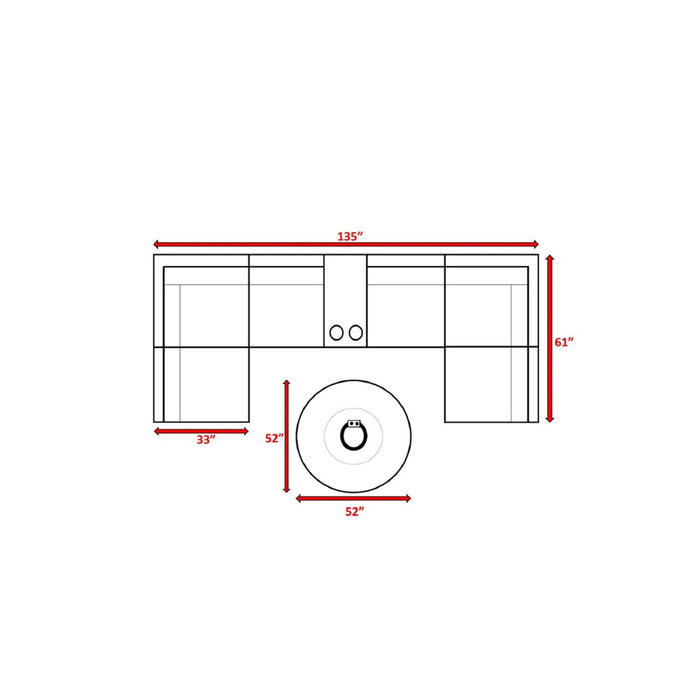 All Weather 4 Person Patio Sofa Set With Fire Pit And Side Table Rustproof - Brown