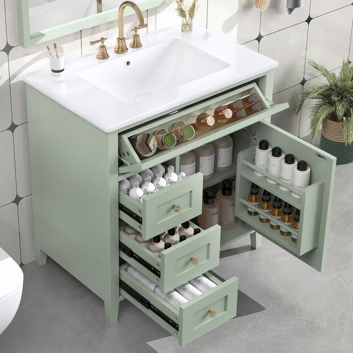 Modern Bathroom Vanity With Sink, 3 Drawers And Adjustable Shelf