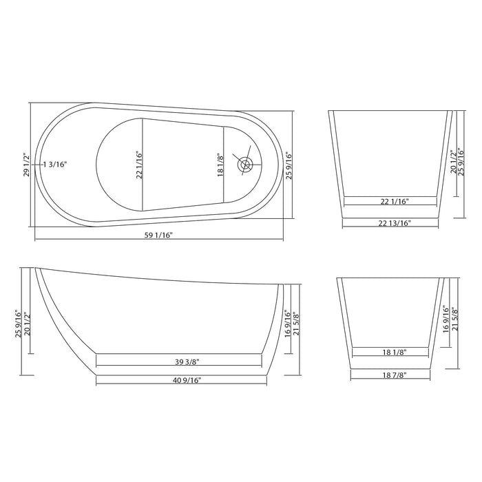 Contemporary Glossy Freestanding Bathtub With Overflow And Drain