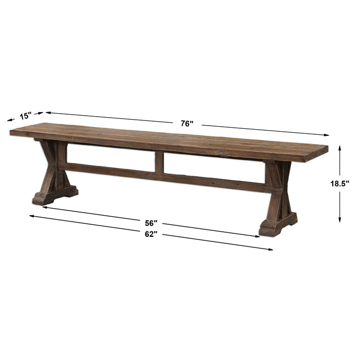 Stratford - Salvaged Wood Bench - Dark Brown