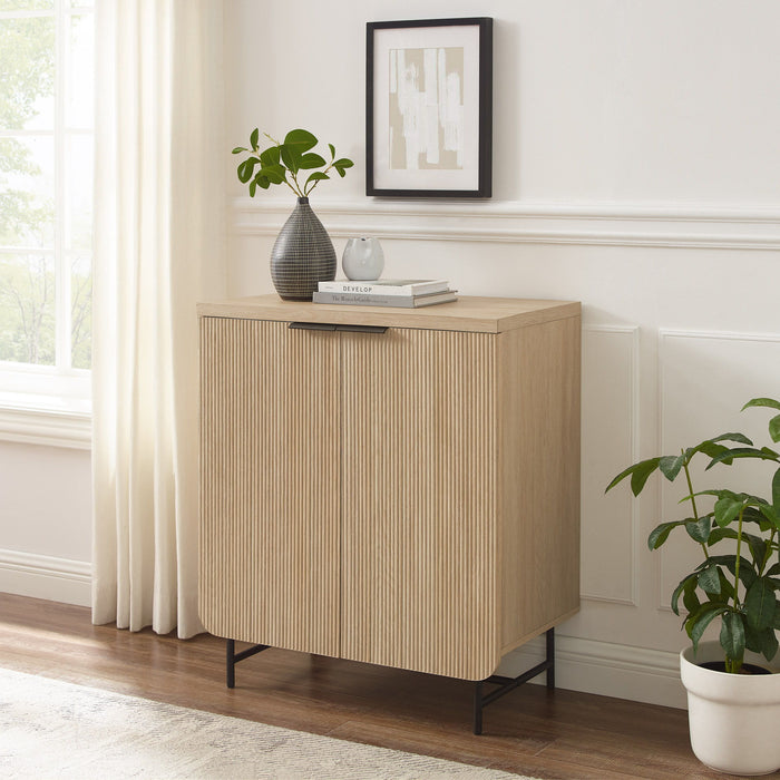Scandi - Fluted Door Storage Console - Light Brown