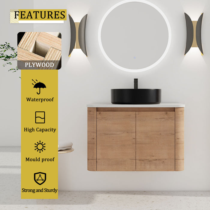 Wall Mounted Bathroom Vanity & Art Sink & 1 Soft Close Door