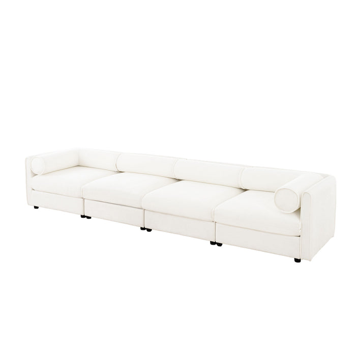 Stylish Chenille Sofa With Storage Seat And Cylindrical Backrest