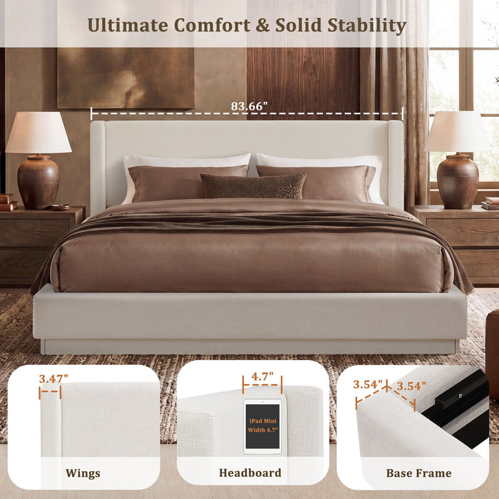 Noir - Upholstered Platform Bed With Wingback Headboard