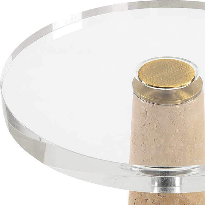 Niari - Travertine Drink Table - Light Brown