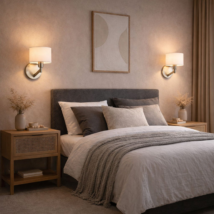 Nebula - Base Wall Lamp With Rotary Switch Shade - Brushed Nickel / Silver / White