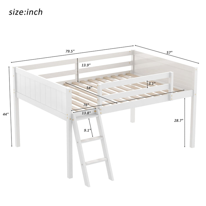 Low Loft Bed With Adjustable Ladder