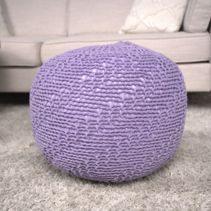 Bordeaux - Knitted Round Pouf Ottoman