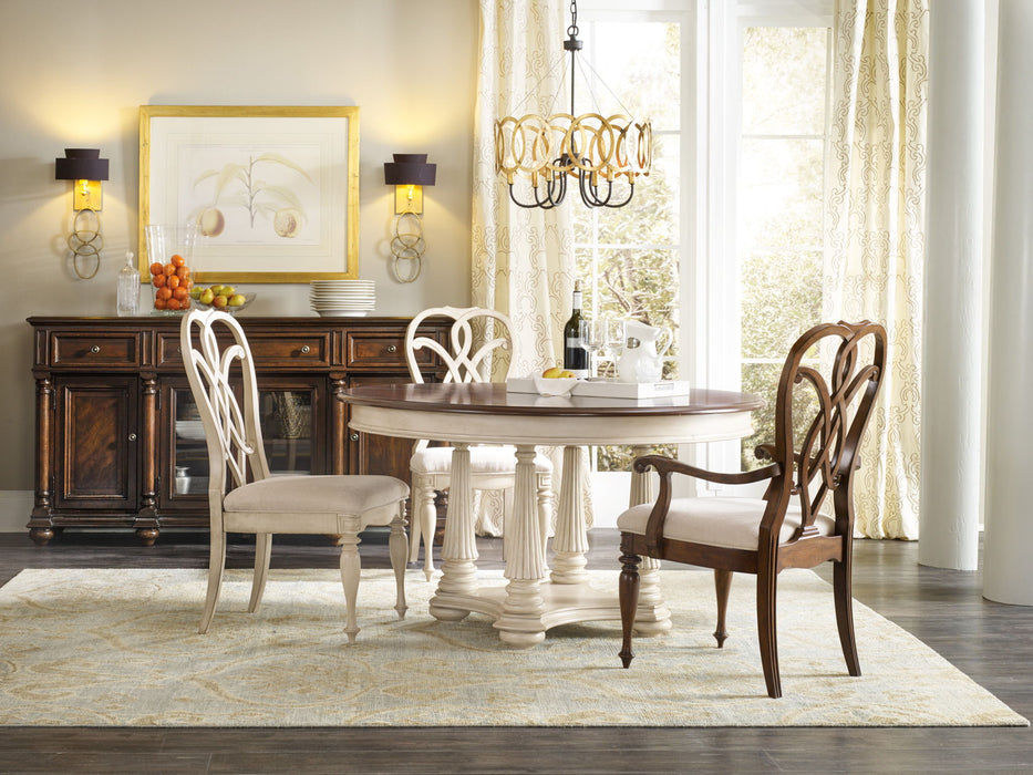Leesburg - Splatback Arm Chair (Set of 2) - Beige / Dark Brown