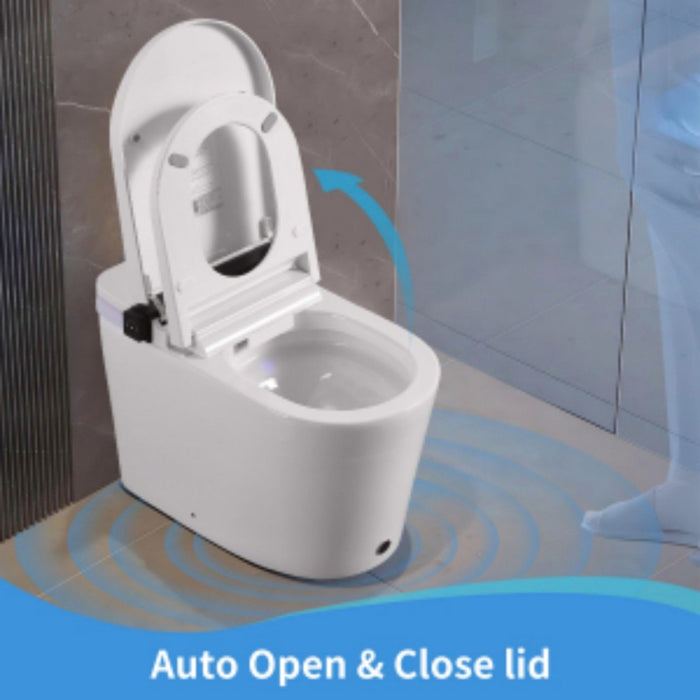 Smart Toilet With Bidet Seat Built In, Auto Open / Close Seat, Foot Sensor, LED Display - White