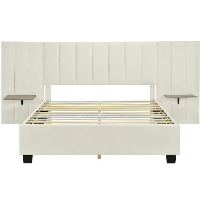 Upholstered Platform Bed With Big Headboard