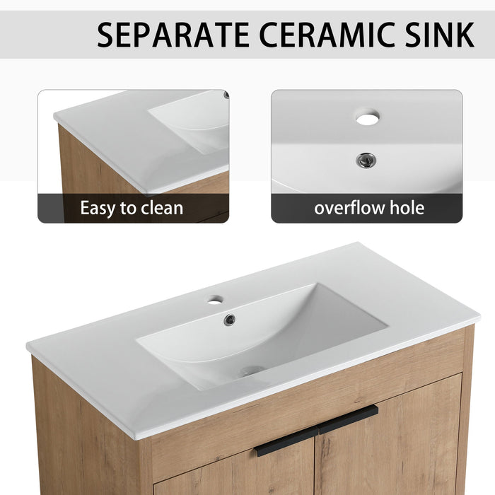 Freestanding Bathroom Vanity & Sink, Storage Cabinets, Soft Closing Doors
