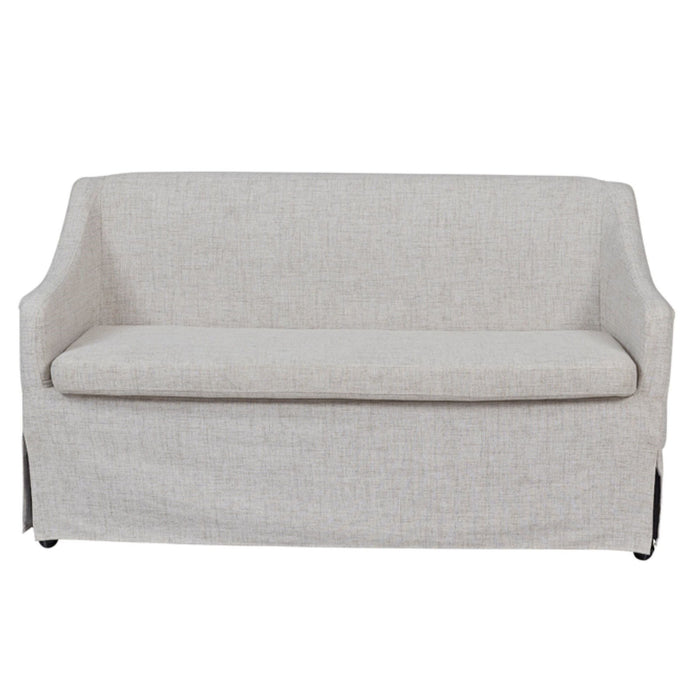 Slip Covered Settee With Casters - Beige