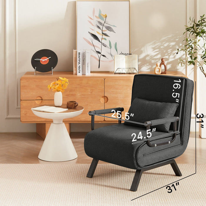 Convertible In Folding Chair Bed With Adjustable Backrest