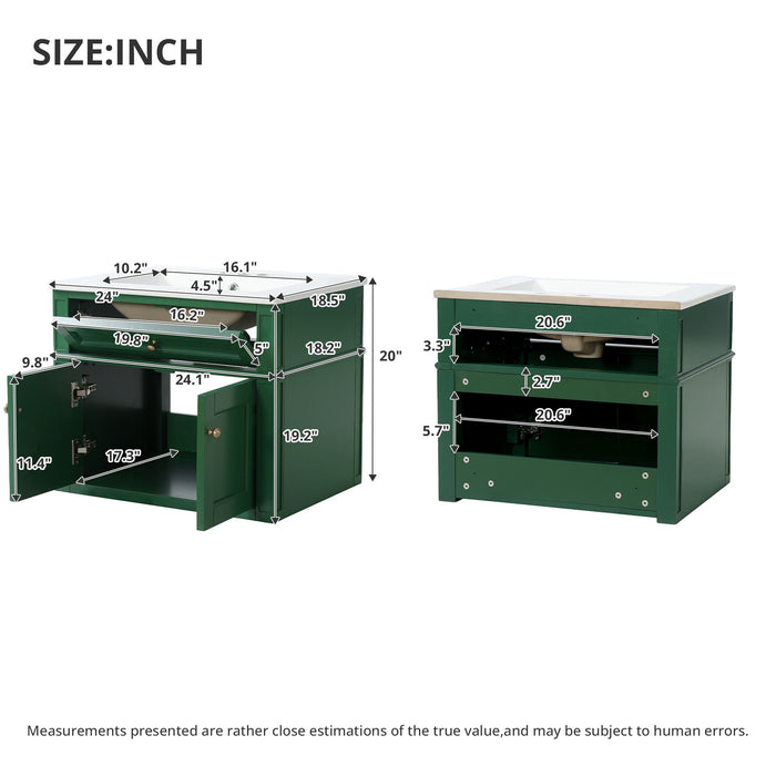 Wall Mounted Bathroom Vanity With Tip Out Drawer And Open Back Design