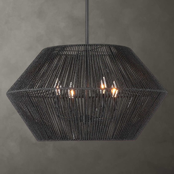 Suva - 4 Light Rope Pendant - Black