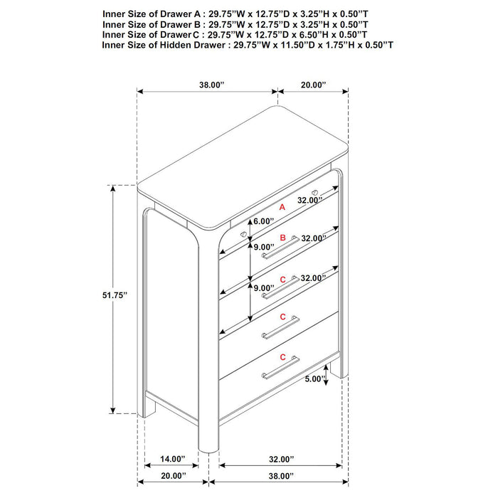 Flores - 5 Drawer Chest - Mango Color