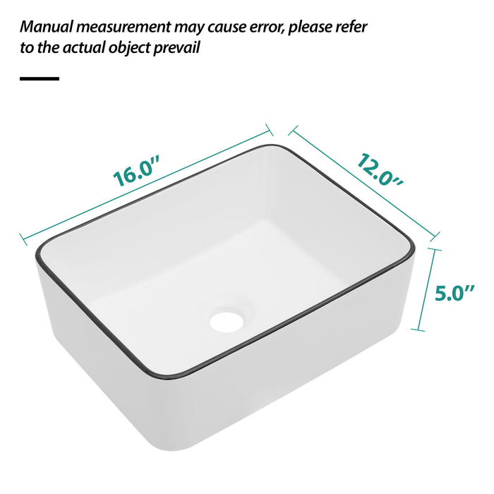 Modern European Style Ceramic Rectangular Vessel Bathroom Sink