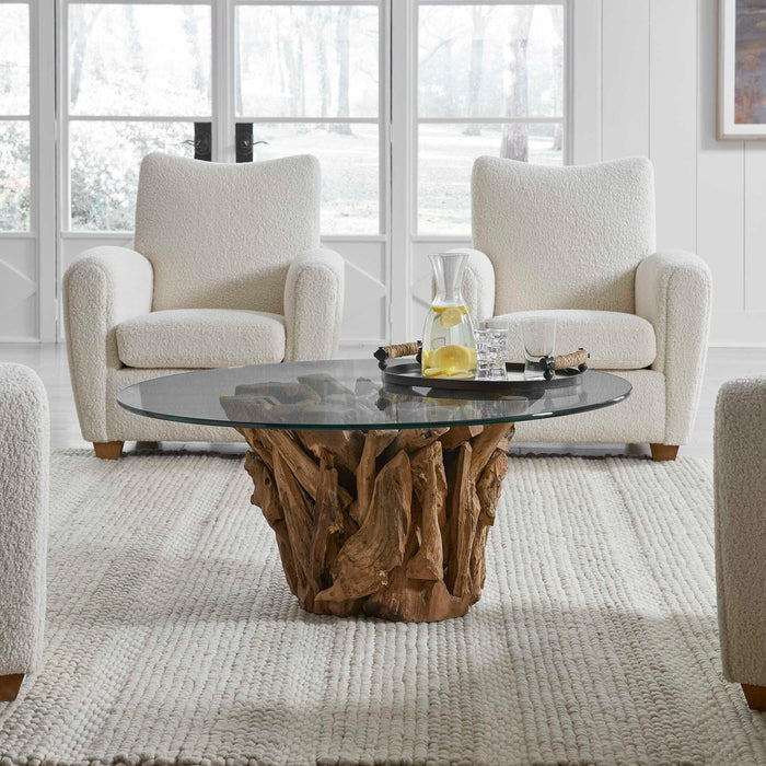 Driftwood - Glass Top Large Coffee Table