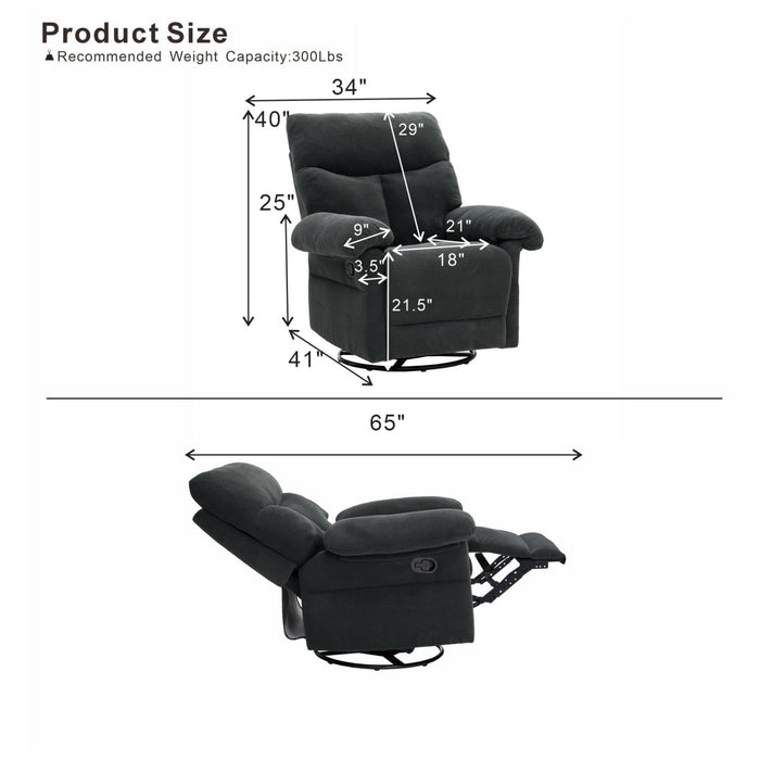 Swivel Rocker Recliner Chair With Manual Recline For Living Room