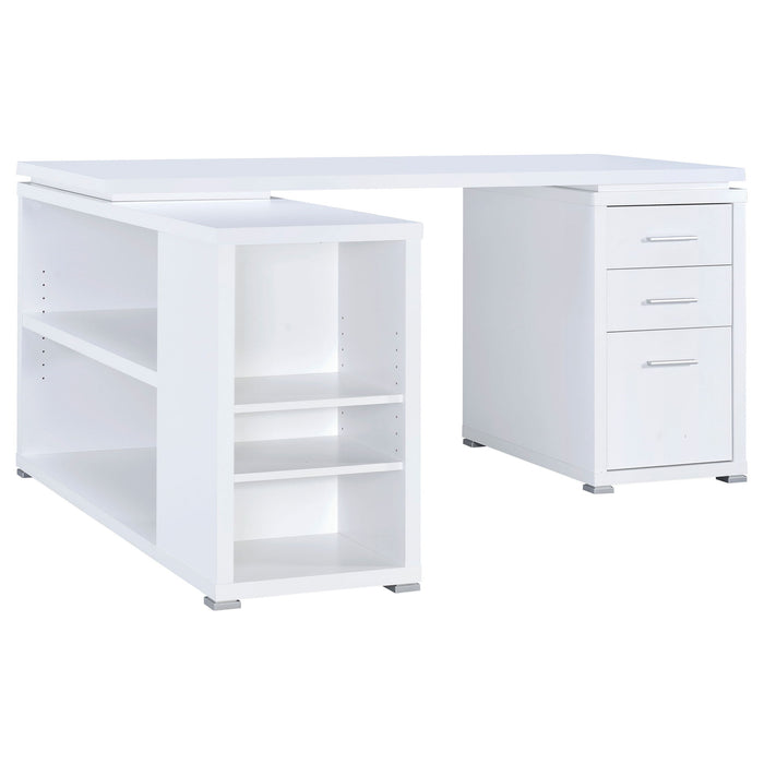 Tona - L-Shape Computer Desk With 3 Drawers And 5 Shelves