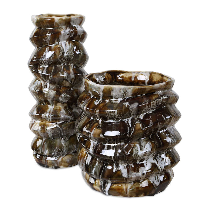 Cuoco - Glazed Vases (Set of 2) - Brown