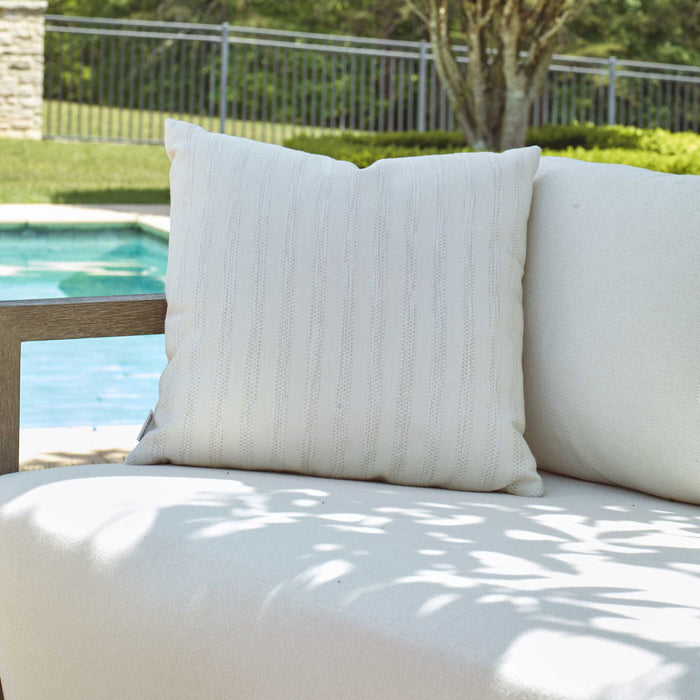 Basket Stripe - Ivory Outdoor Pillow - White
