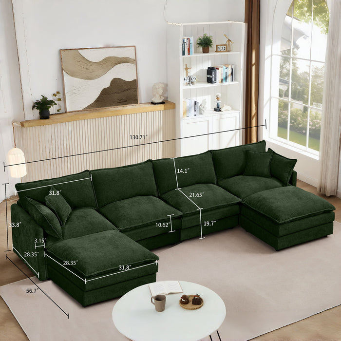 Modular U Shaped Sectional Sofa, 4 Seater Comfy Cloud Couch
