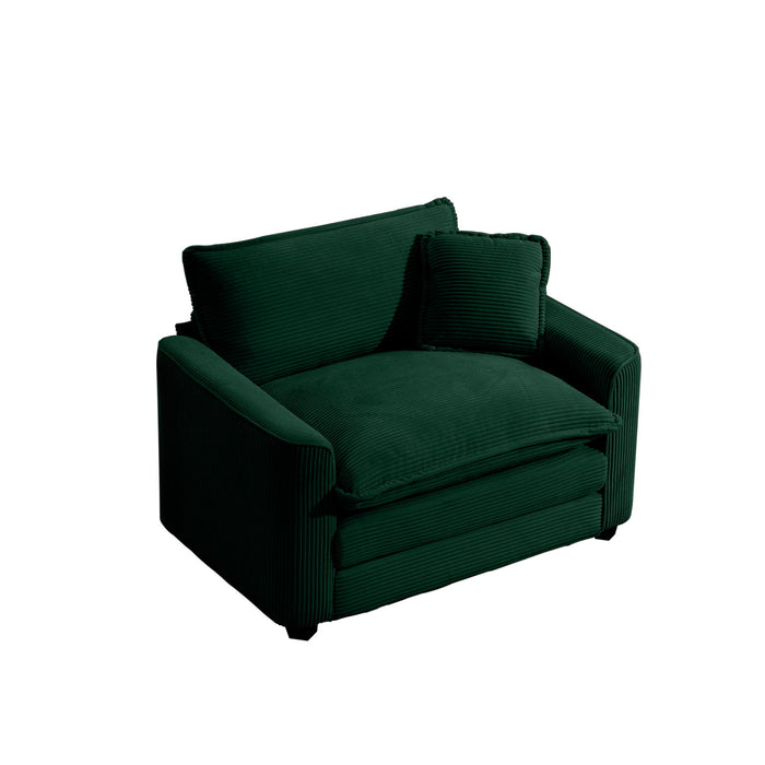 Modern Classic Corduroy Fabric Single Chair Deep Seat Sofa With Pillow