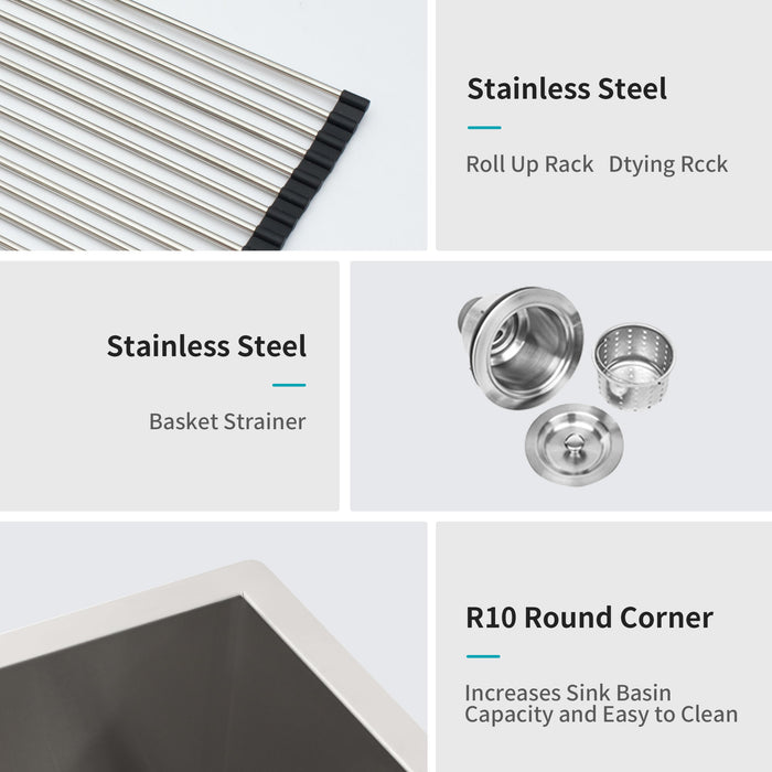 Modern Double Bowl Undermount Kitchen Sink 50 / 50 Design Stainless Steel