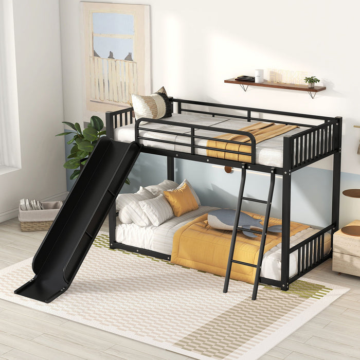 Metal Bunk Bed With Slide, Durable Steel Frame