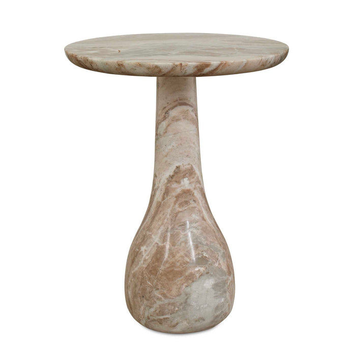 Shura - Indoor-Outdoor Marble Accent Table - Brown / White