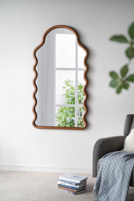 Wood Mirror With Unique Frame - Brown