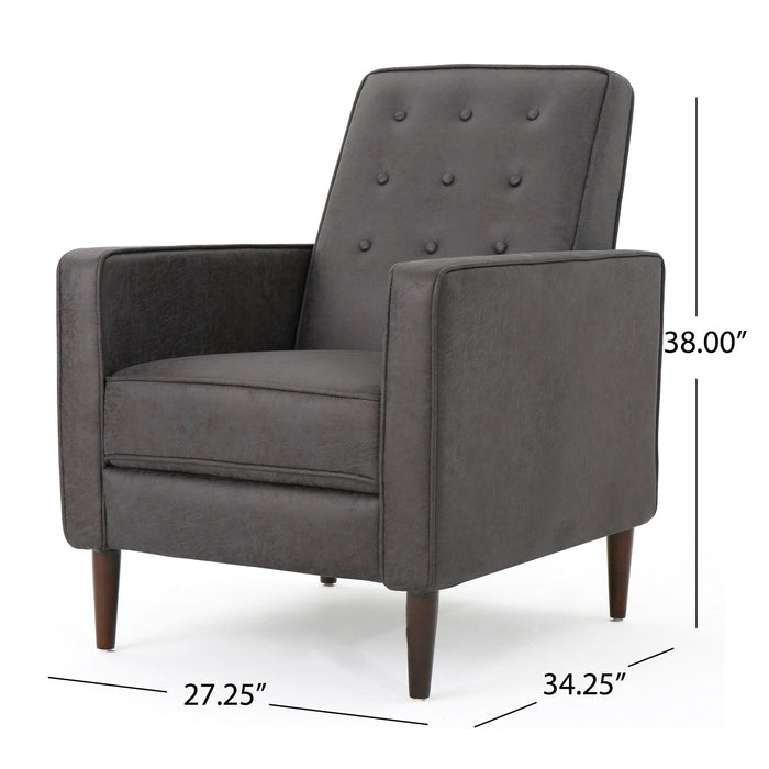 Macedonia - Mid Century Modern Button Tufted Fabric Recliner - Slate