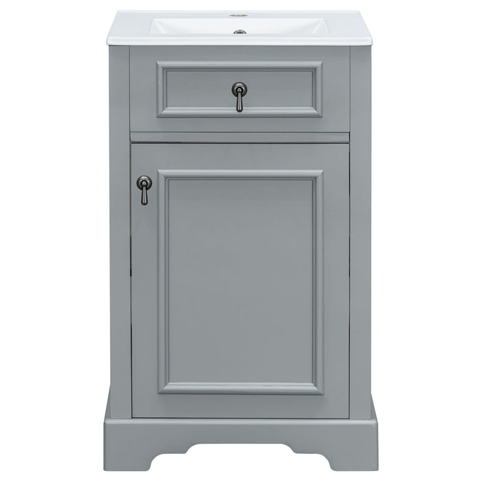 Elegant Bathroom Vanity With Ceramic Sink, Soft Close Door, Adjustable Shelf