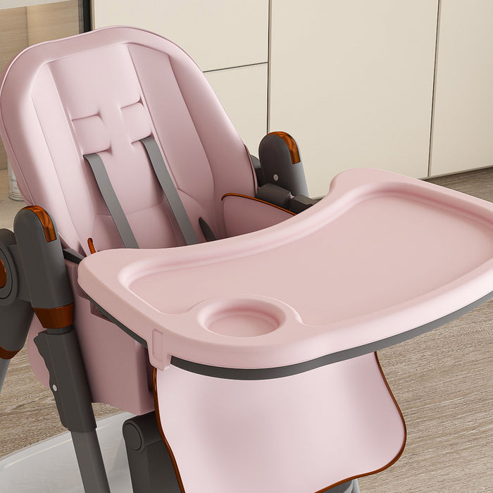 Adjustable Baby High Chair 0-6 Years, Portable Infant Feeding Seat With Safety Belt, Silent Lockable Wheels