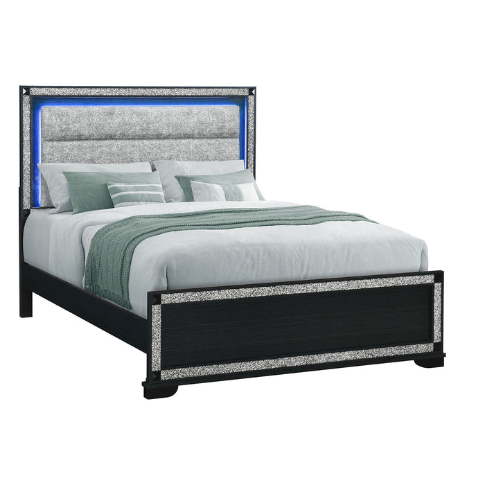 Soulmarie - Bed With LED Lighting And Padded Headboard