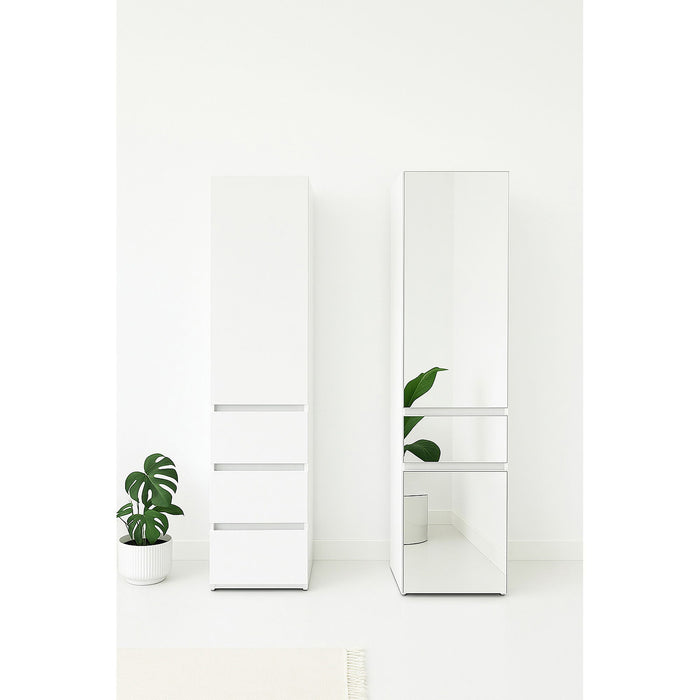 Elise - Modular Wood Closet System With Mirror In Customizable Storage Solution - White